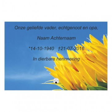 Gedenk tafel plexiglas 15 x 10 cm