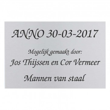 Gedenkbord RVS 15 x 10 cm