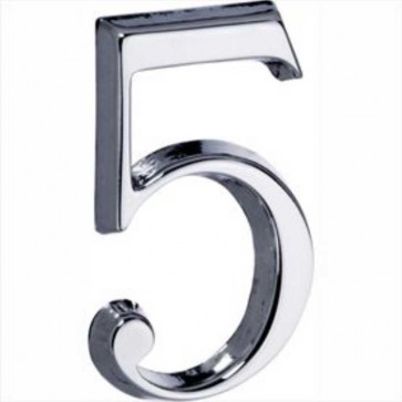 Chroom huisnummer 5 glans