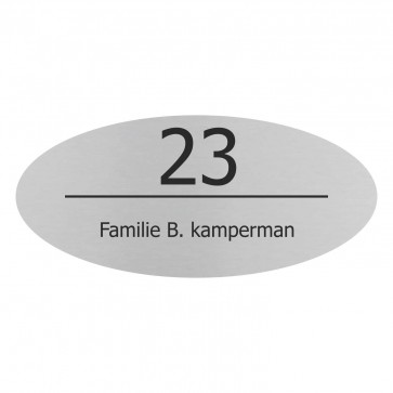 RVS naamplaatje 20 x 9 cm