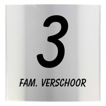 RVS naambord gebogen 15 x 15 cm
