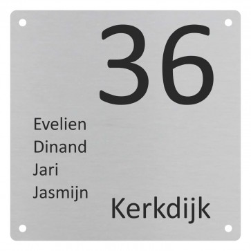RVS naamplaatje vierkant 110 x 110 met gat