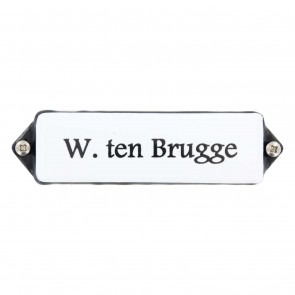 Emaille naamplaatje 12 x 3 cm wit met oor