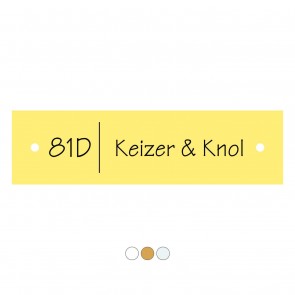 Kunststof naamplaatje 110 x 30 mm geel