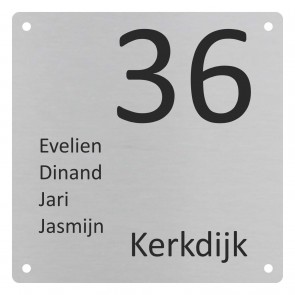 RVS naamplaatje vierkant 110 x 110 met gat