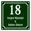 Emaille naambord 15 x 15 cm gebold groen