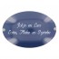 Emaille naamplaat ovaal 16 x 11 cm blauw-wit gebold