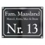 Emaille naambord 20 x 15 cm gebold zwart