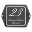 Emaille naambord 15 x 12 cm zwart-wit met oor