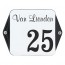 Emaille naambord 15 x 12 cm wit-zwart met oor